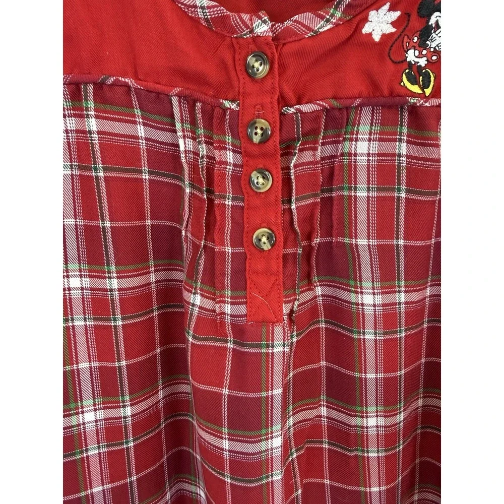 Disney Store Exclusive Plaid Flannel Christmas Minnie Mouse Sleepwear M 7/8